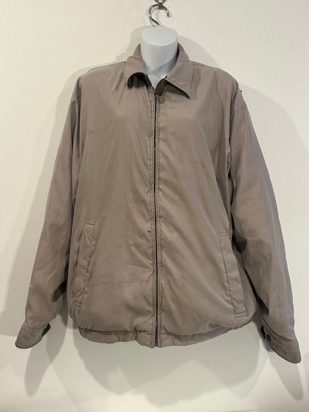 Vintage Bill Blass Black Label 90s Khaki Fleece Lined Harrington Bomber Jacket M
